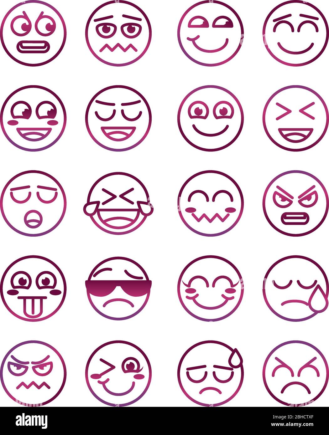emoticon funny smiley faces expression icons set vector illustration Stock Vector