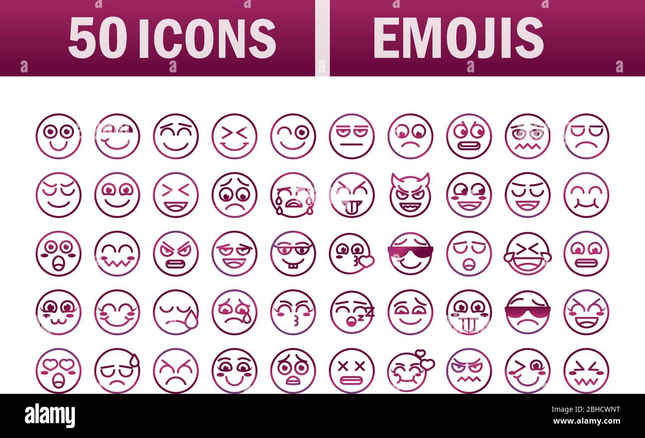 emoticon funny smiley faces expression icons set vector illustration Stock Vector