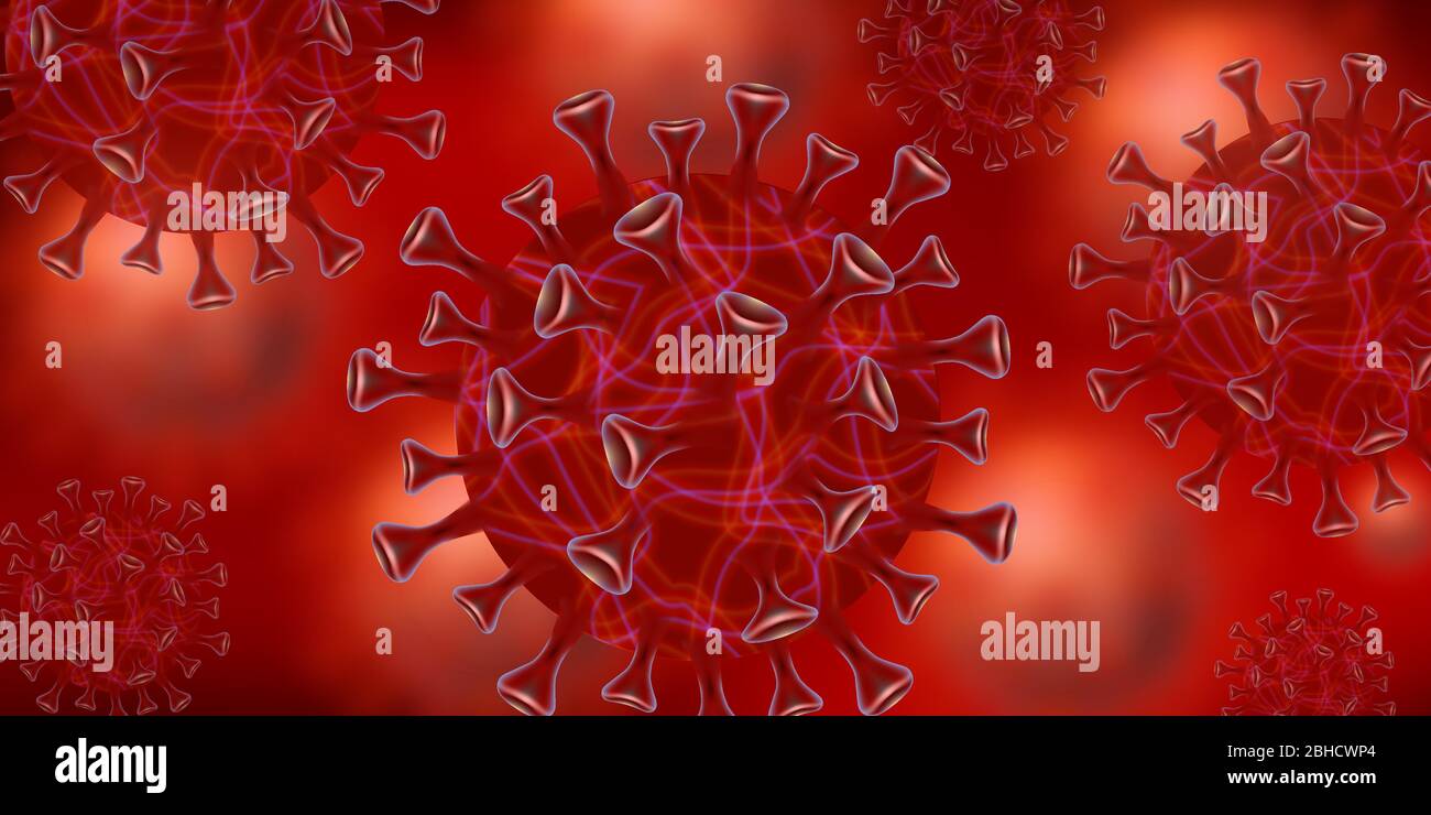 3D Rendering of COVID-19 on red bright background. World Health Organization WHO introduced new official name for Coronavirus disease named COVID-19 vector illustration for eps 10. Stock Vector
