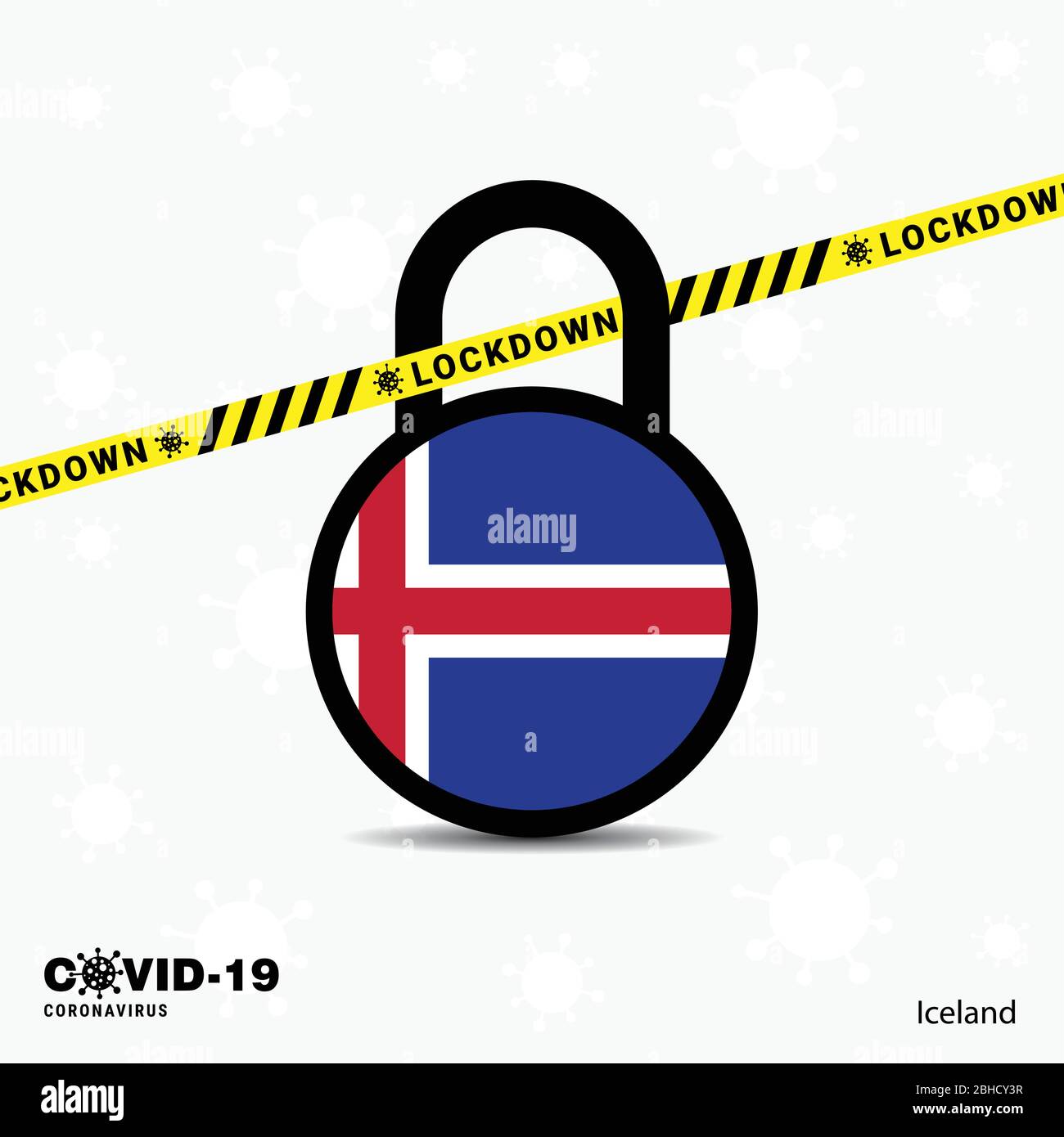 Iceland Lock DOwn Lock Coronavirus pandemic awareness Template. COVID