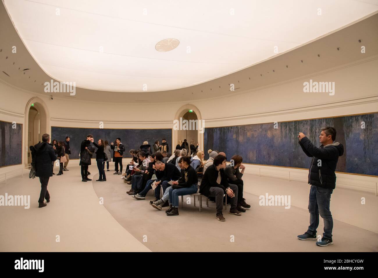 Musée de l'Orangerie, Paris, France was full of tourists on 28th of February just days before the city went into lockdown due to Coronavirus outbreak Stock Photo