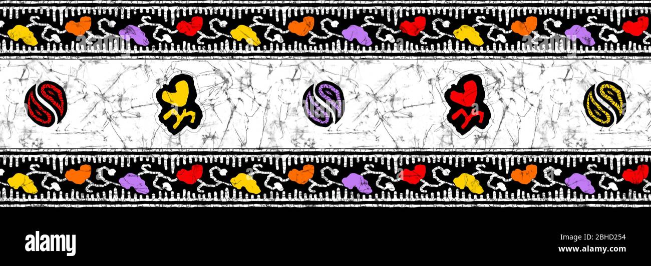 colorful batik design border background Stock Photo