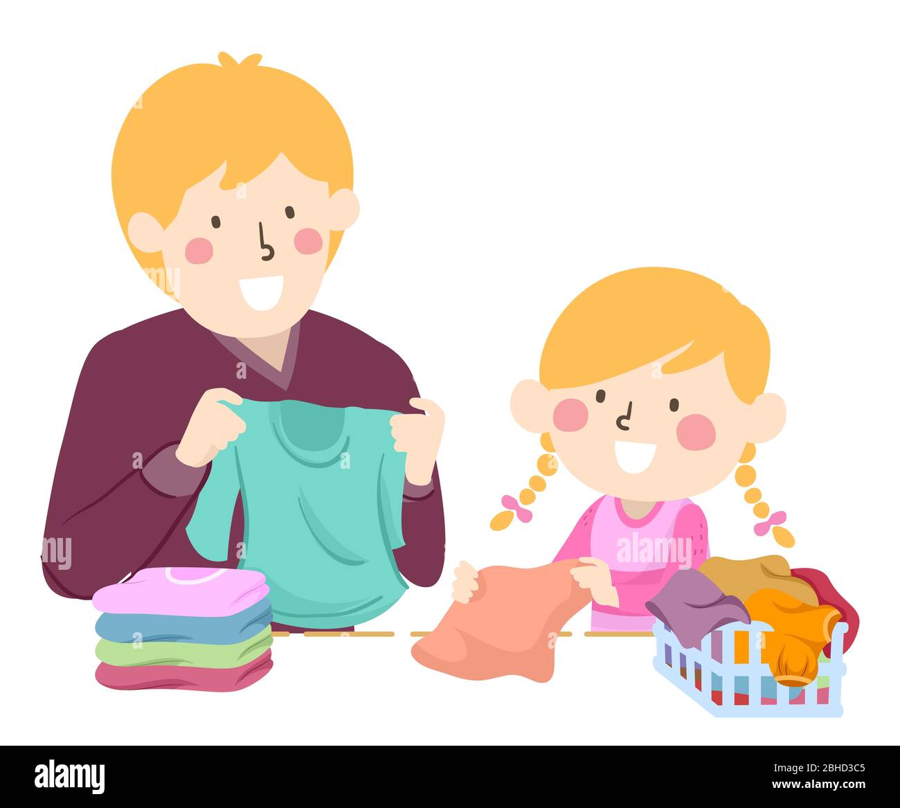 Father girl laundry Cut Out Stock Images & Pictures - Alamy