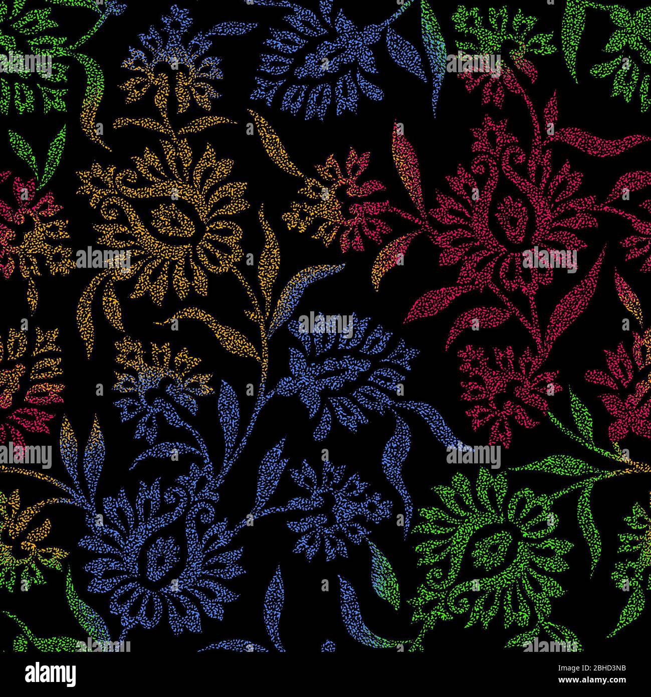 seamless colorful flower pattern black background Stock Photo - Alamy