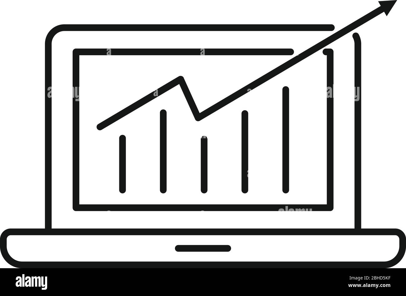Laptop millionaire chart icon. Outline laptop millionaire chart vector icon for web design