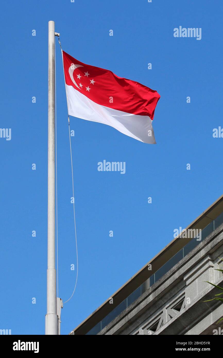 singaporian flag in singapore Stock Photo Alamy