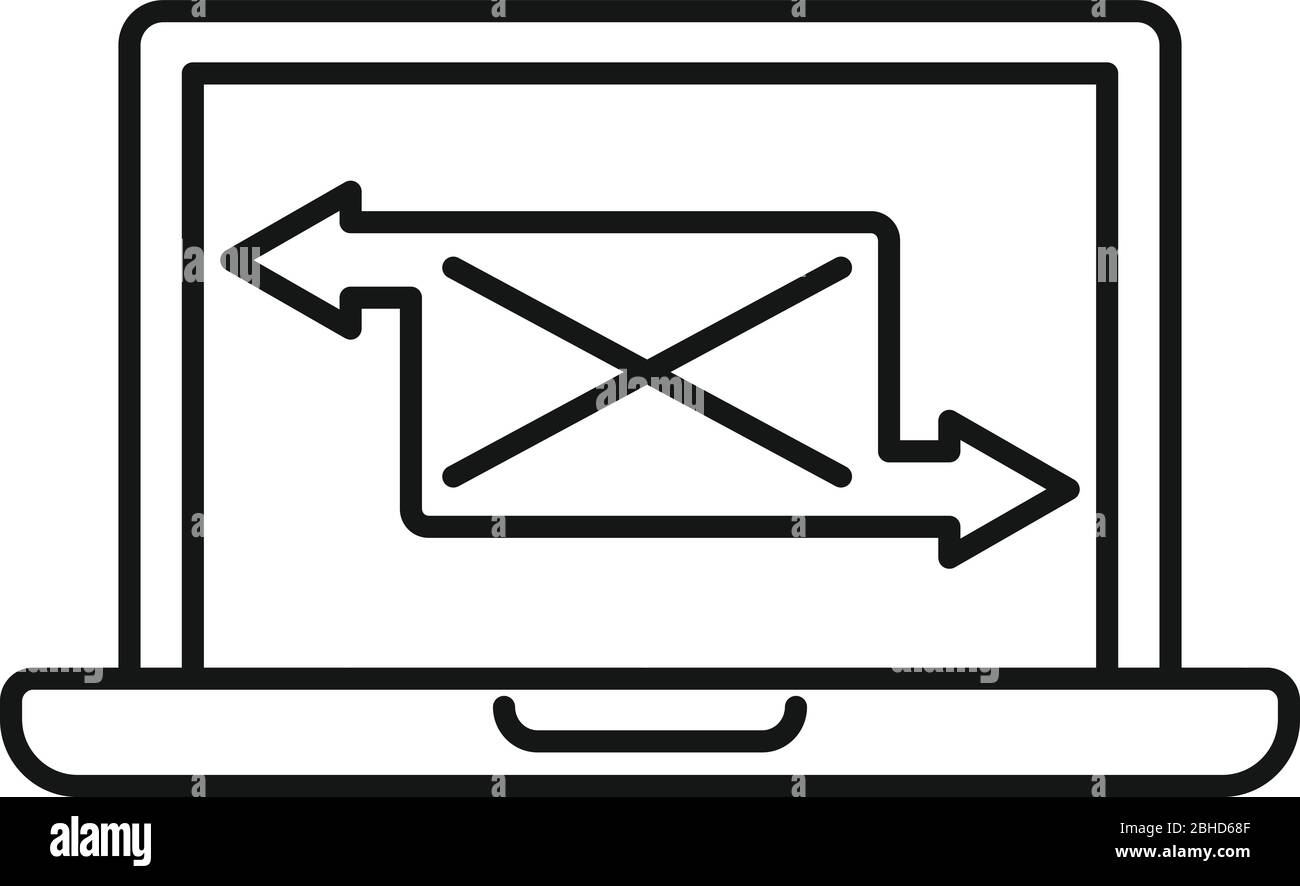 Campaign laptop letter icon. Outline campaign laptop letter vector icon for web design isolated on white background Stock Vector