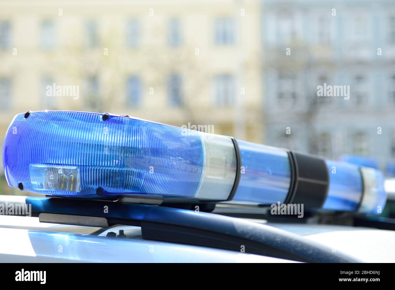 Vienna, Austria. Flashing lights from a police car Stock Photo