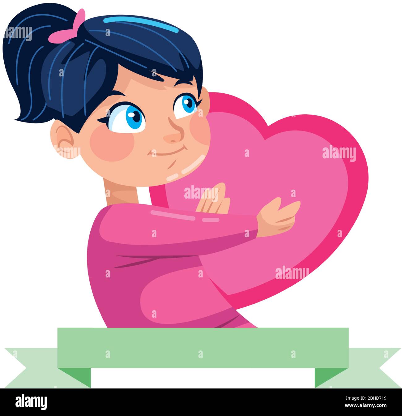 cute little girl with heart character Stock Vector Image & Art - Alamy