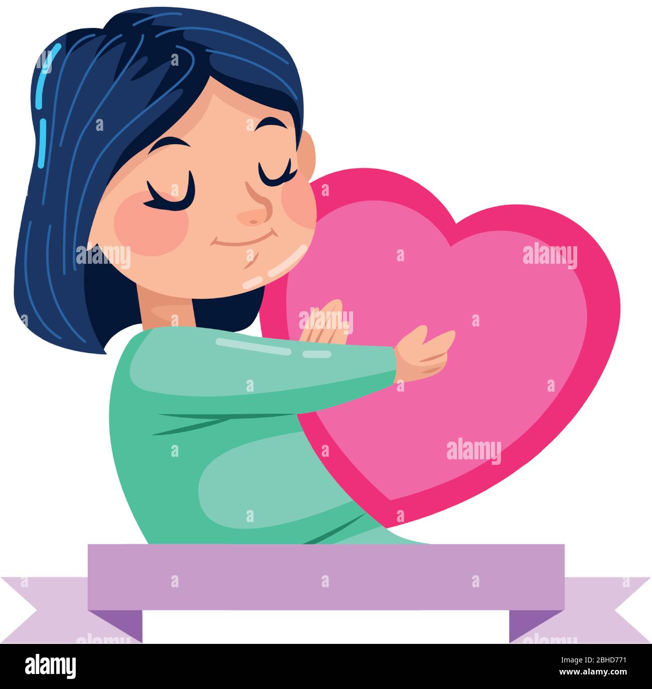 cute little girl with heart character Stock Vector Image & Art - Alamy