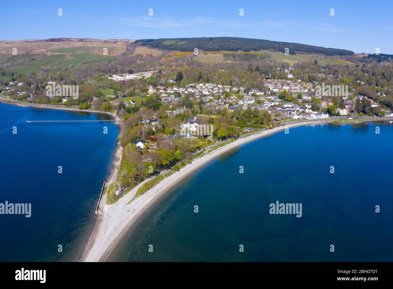 View of Rhu village on the Gare Loch in Argyll and Bute, Scotland, UK