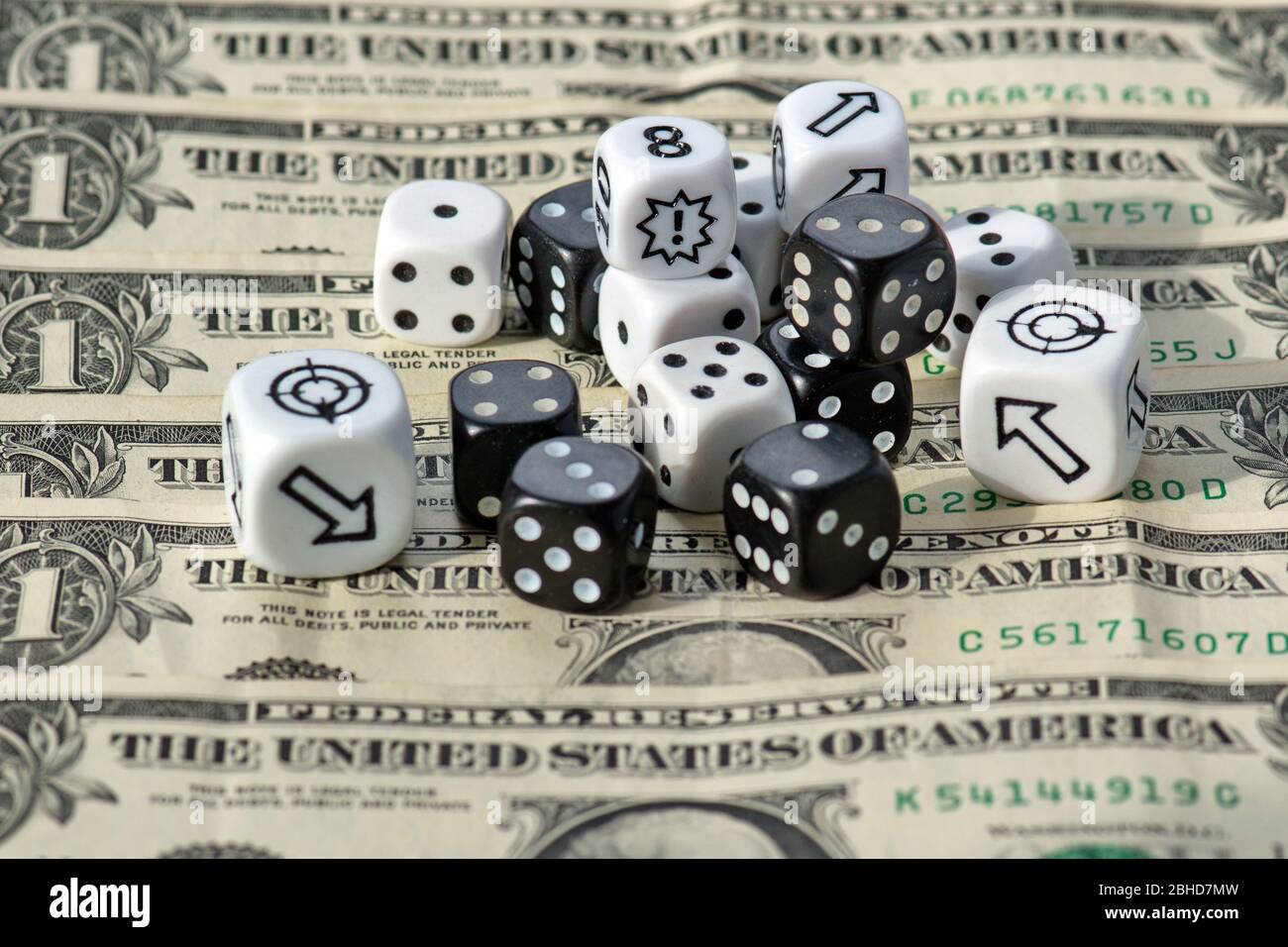 Playing a game with dice. Rolling the dice concept for business risk