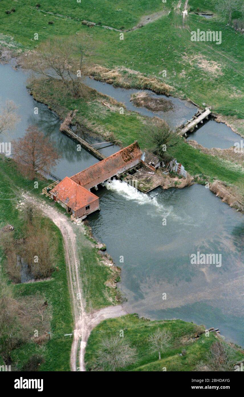 The Mill on the River Avon beside the watermeadows at Britford, Salisbury Wiltshire UK Stock Photo