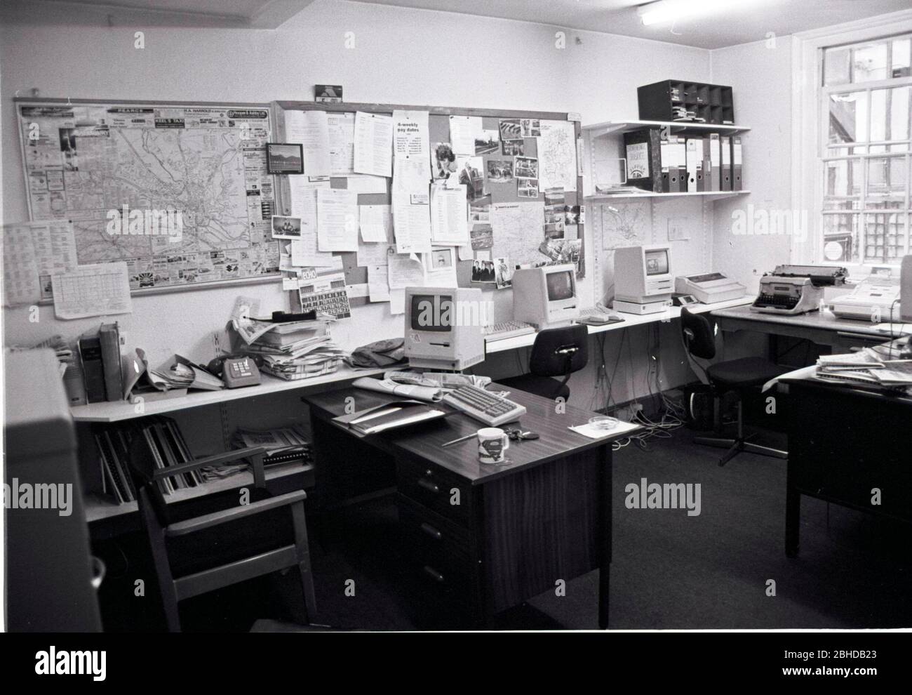 A provincial newsroom of the Southern Daily Echo in Salisbury UK in the late 1980s. Stock Photo
