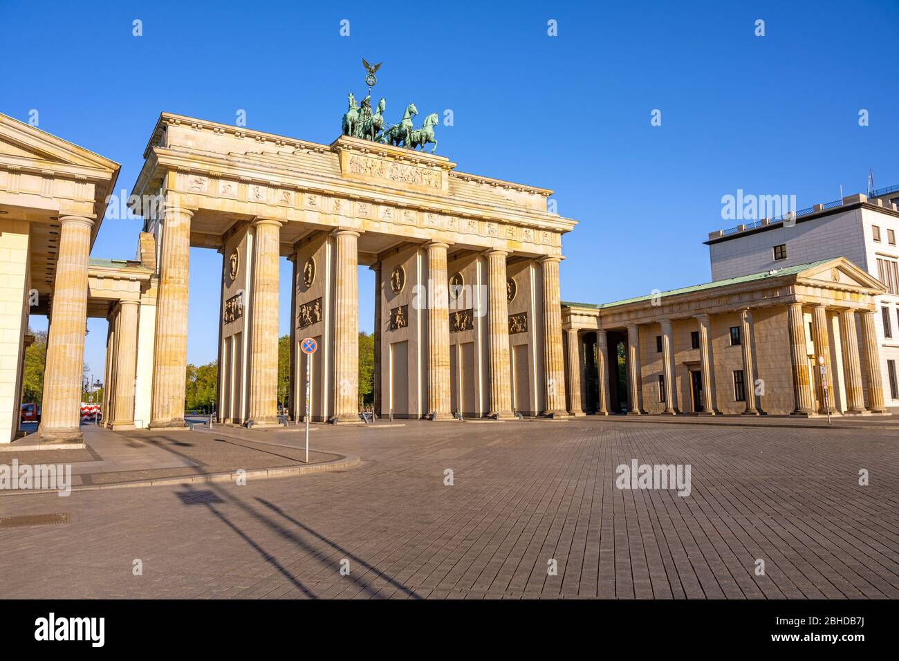 The famous Brandenburger Tor in Berlin early in the morning with no people Stock Photo