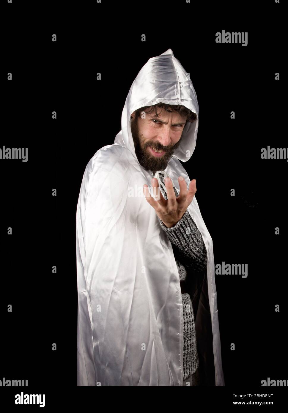 a white medieval magician Stock Photo