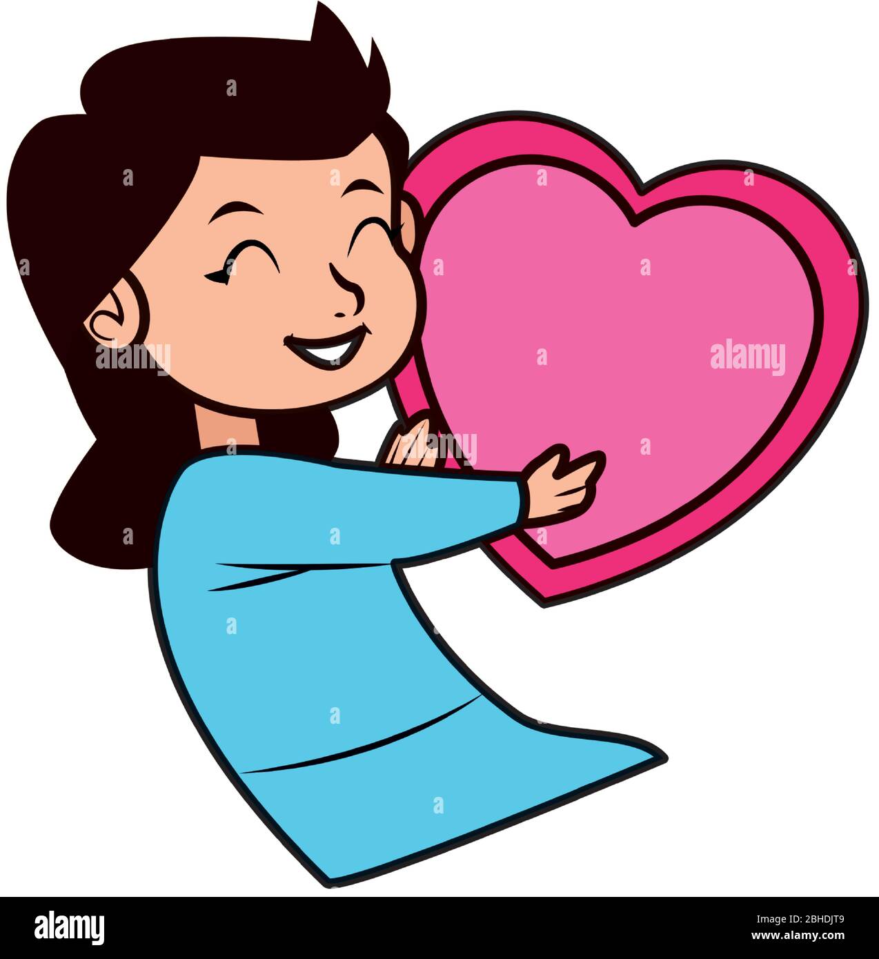 cute little girl with heart character Stock Vector Image & Art - Alamy