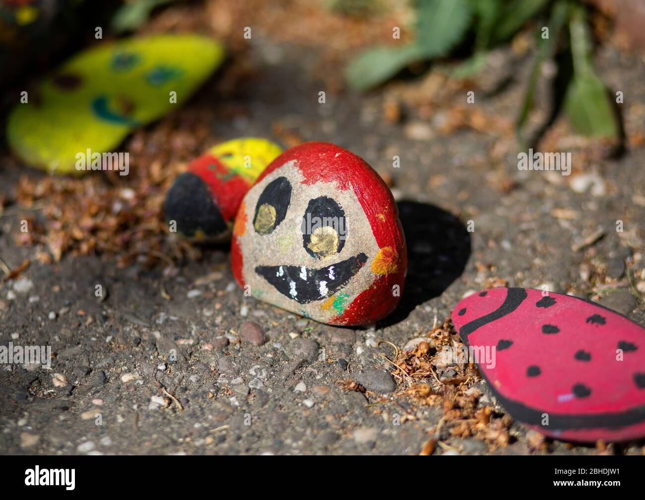 from Childs painted stones in Germany, Cologne Stock Photo