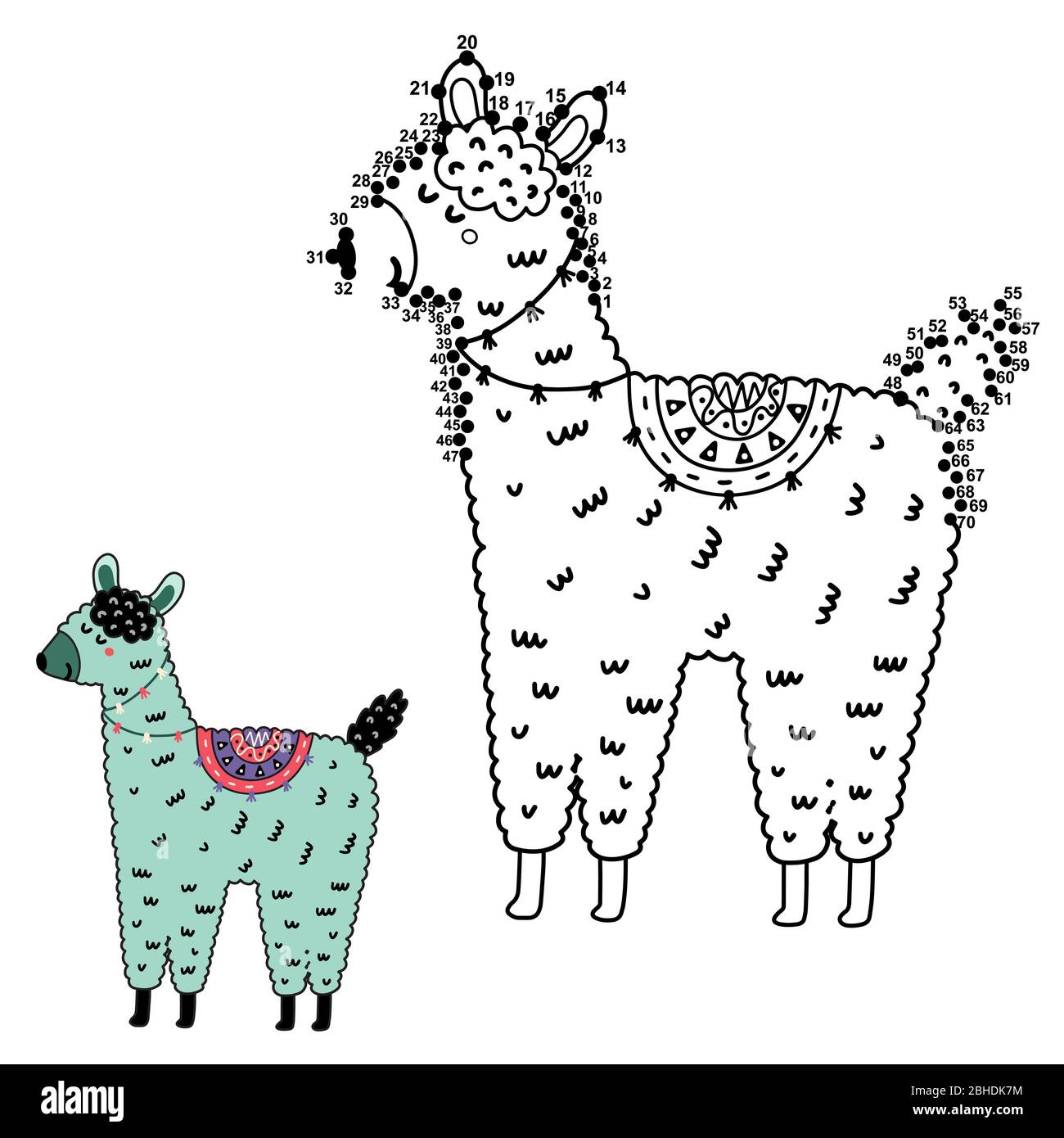 Dot To Dot Game With Funny Llama For Kids Connect The Dots Stock Vector Image Art Alamy
