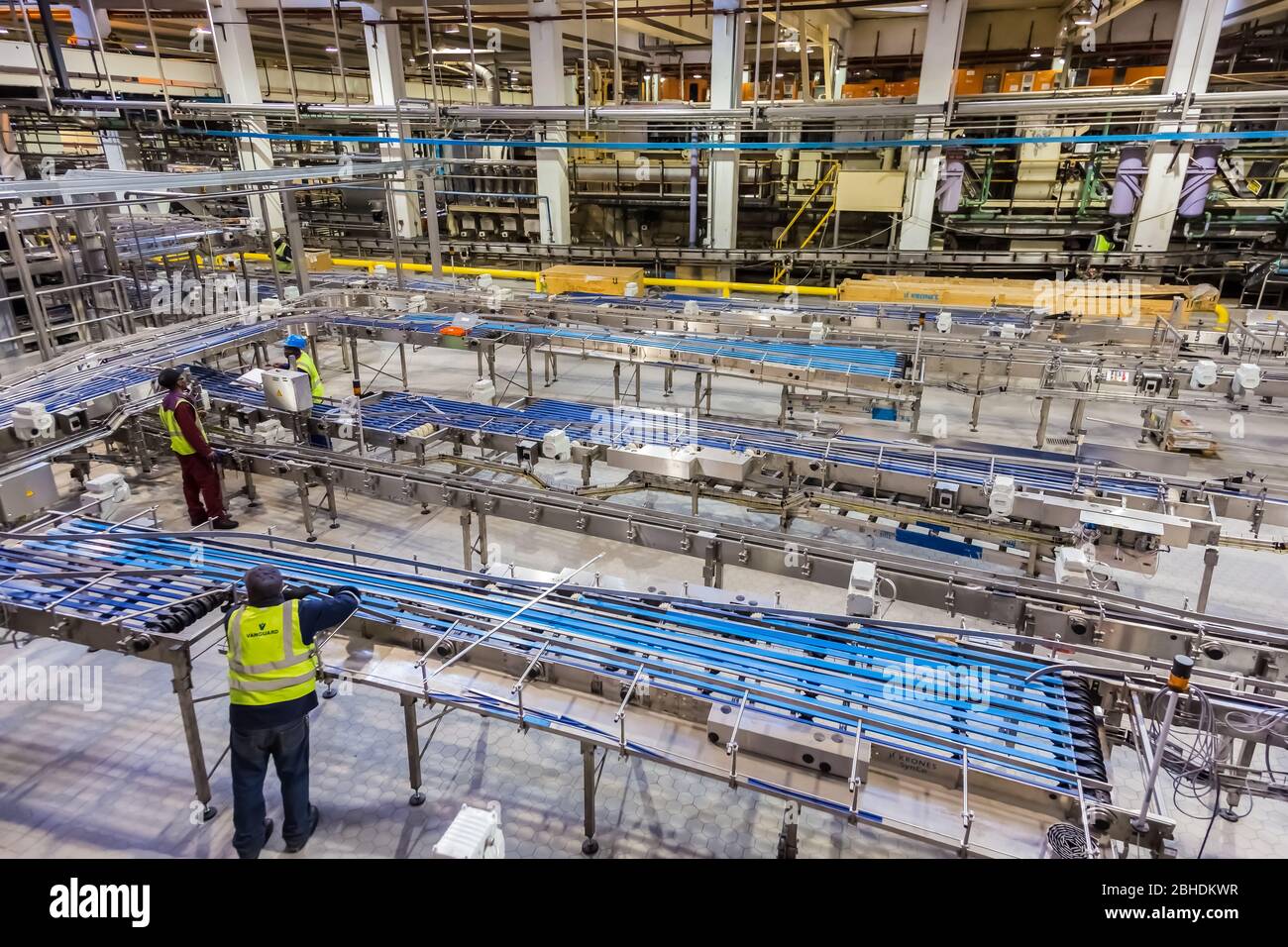 Johannesburg, South Africa - July 11, 2017: South African Breweries bottling plant undergoing an upgrade to its assembly line Stock Photo