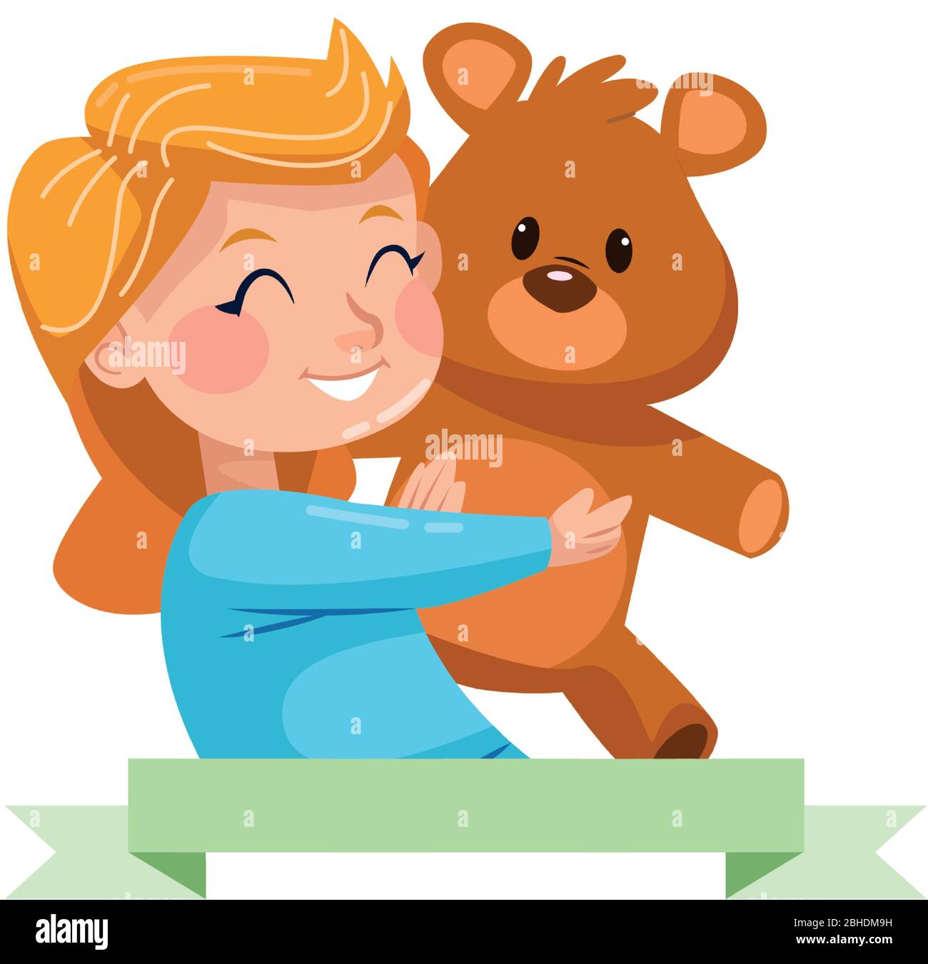 cute little girl with bear teddy character Stock Vector Image & Art - Alamy