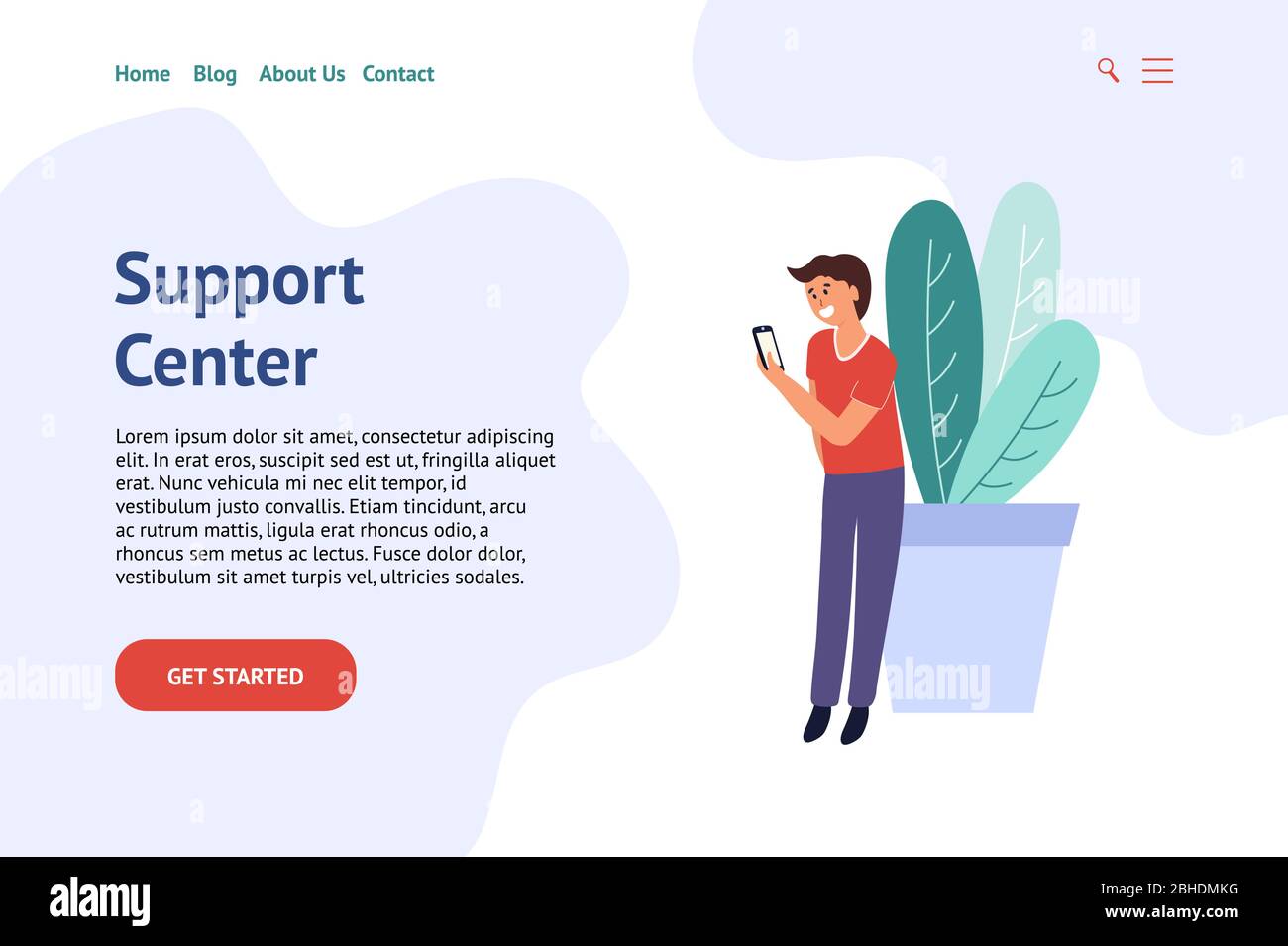 Support service concept for web design. Landing page banner Stock Vector