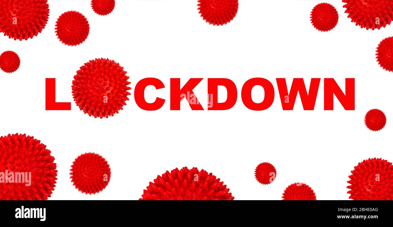 Lockdown. Coronavirus pandemic. Covid-19 Corona virus model white background Stock Photo