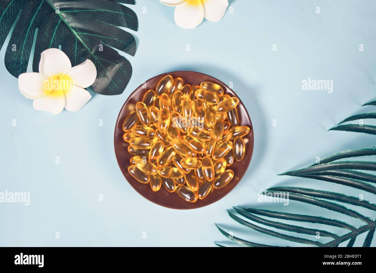 Soft gelatin capsules. Natural vitamins supplement. Vitamin A, E, fish