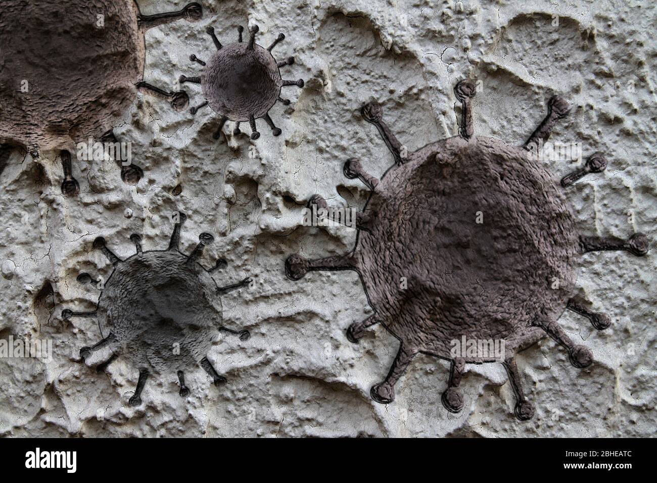 Old stone and rock textures with some virus fossil virus visualization  Stock Photo - Alamy