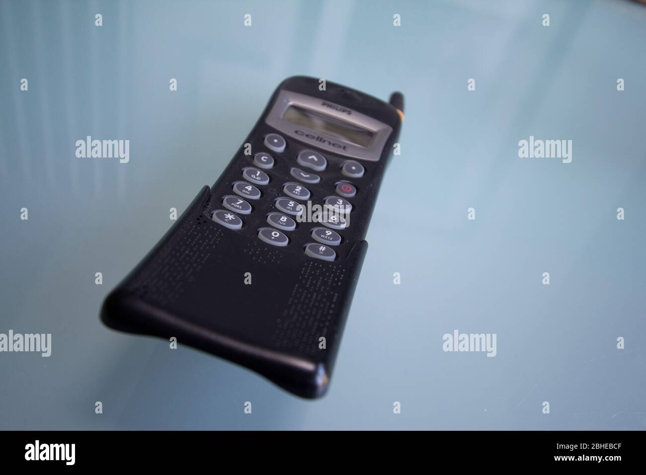 Vintage phone from the 1990's Philips TCD308 mobile telephone, 1997-2001 Stock Photo