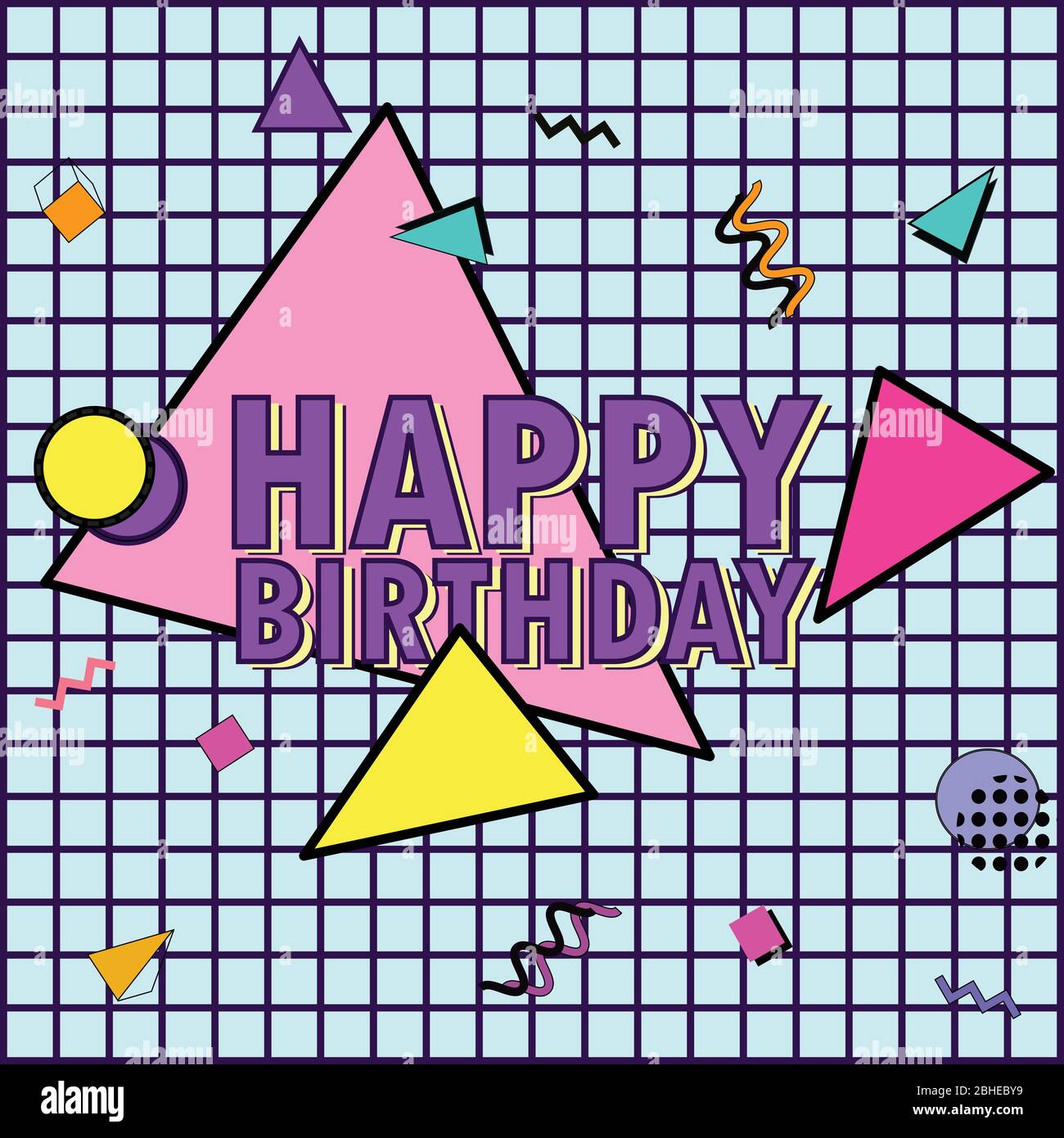 Memphis Happy Birthday Illustration Stock Vector Image & Art - Alamy