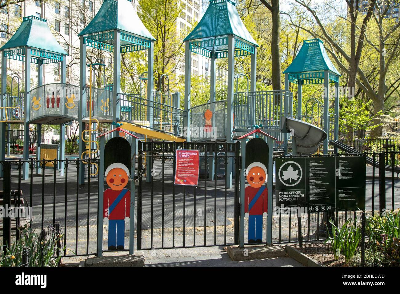 Madison Square Park playground closed due to coronavirus, New York City. Stock Photo