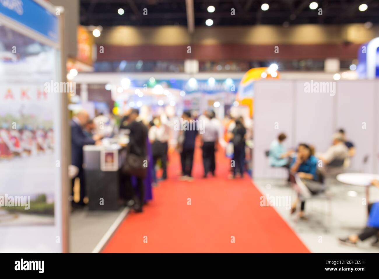 Abstract blurred event exhibition with people background, business ...