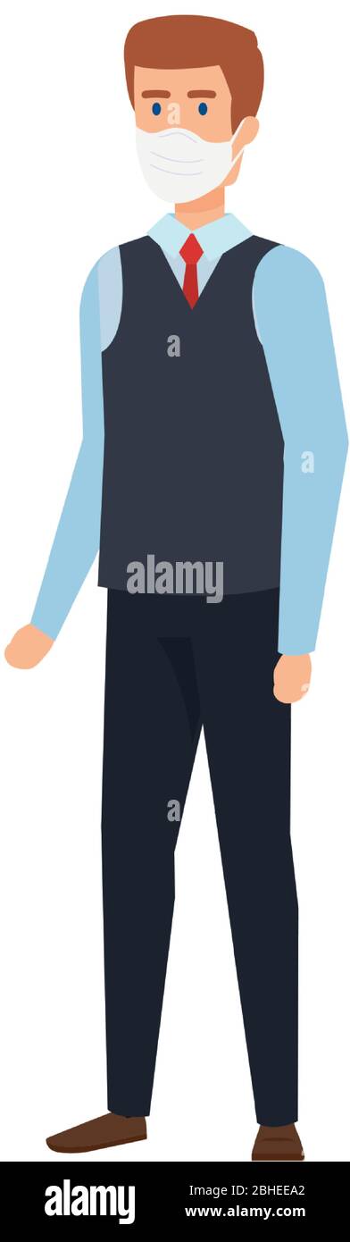 businessman using face mask isolated icon Stock Vector Image & Art - Alamy