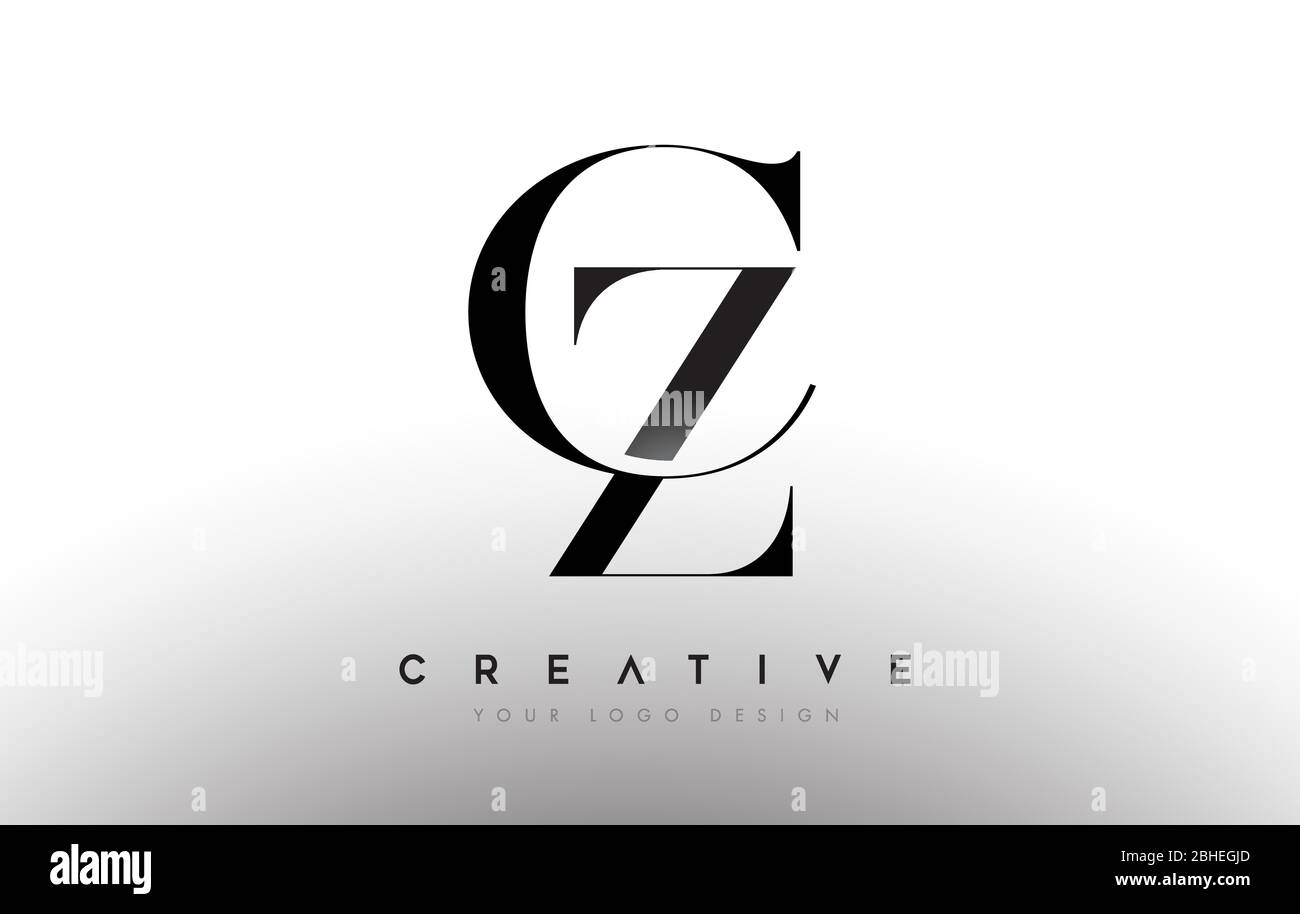 CZ zc letter design logo logotype icon concept with serif font and ...