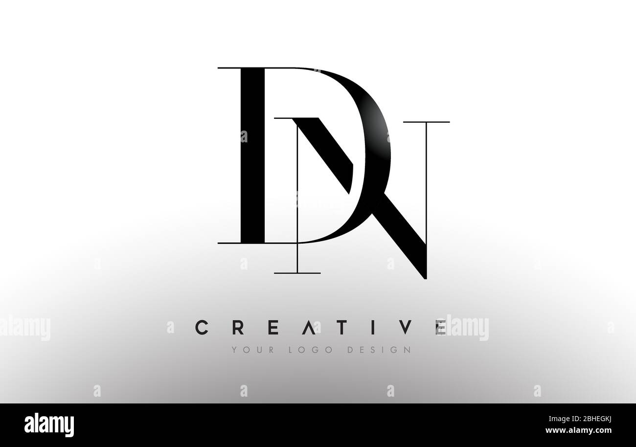 DN nd letter design logo logotype icon concept with serif font and ...