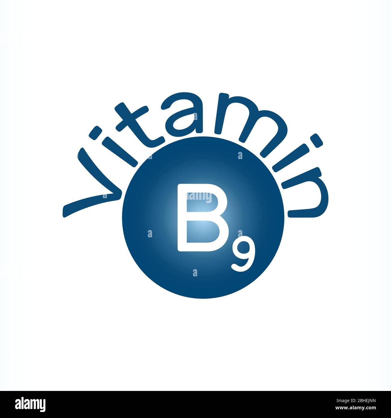 Vitamin B9. Vector icon. Vitamin B9, also called folate or folic acid, often referred to as B-complex vitamins. Vector illustration Stock Vector