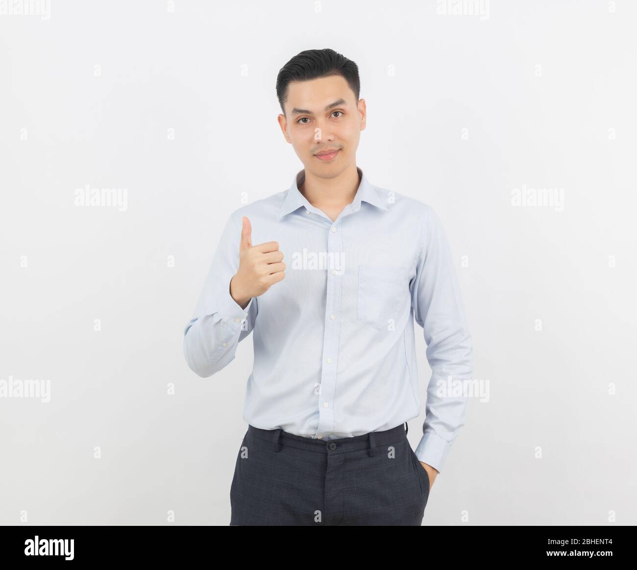Young handsome asian business man smiling and showing thumbs up ...