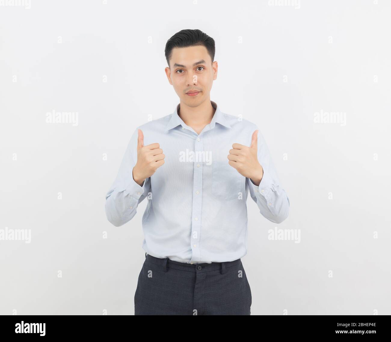 Young handsome asian business man smiling and showing thumbs up ...