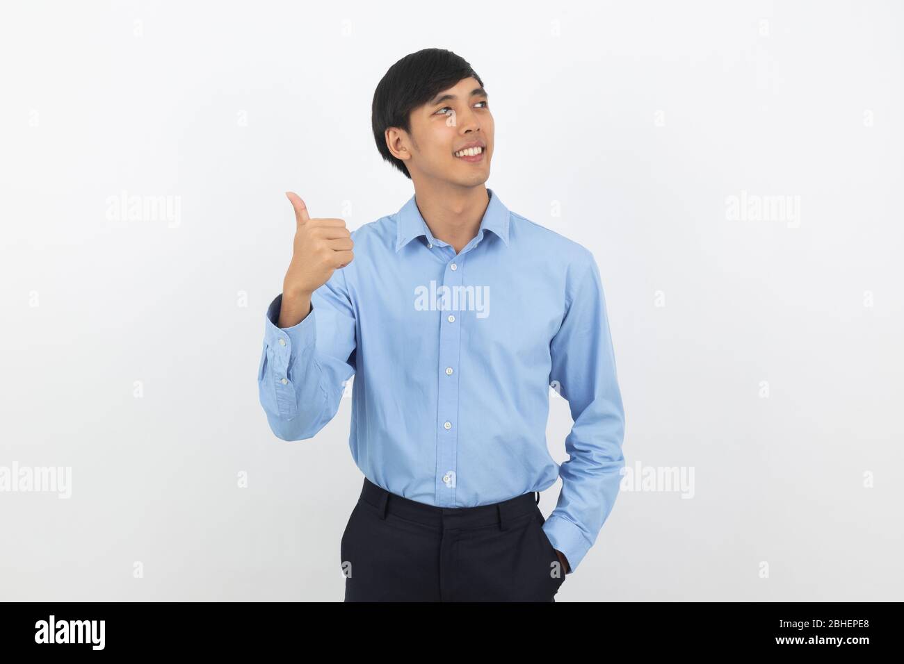 Young handsome asian business man smiling and showing thumbs up ...