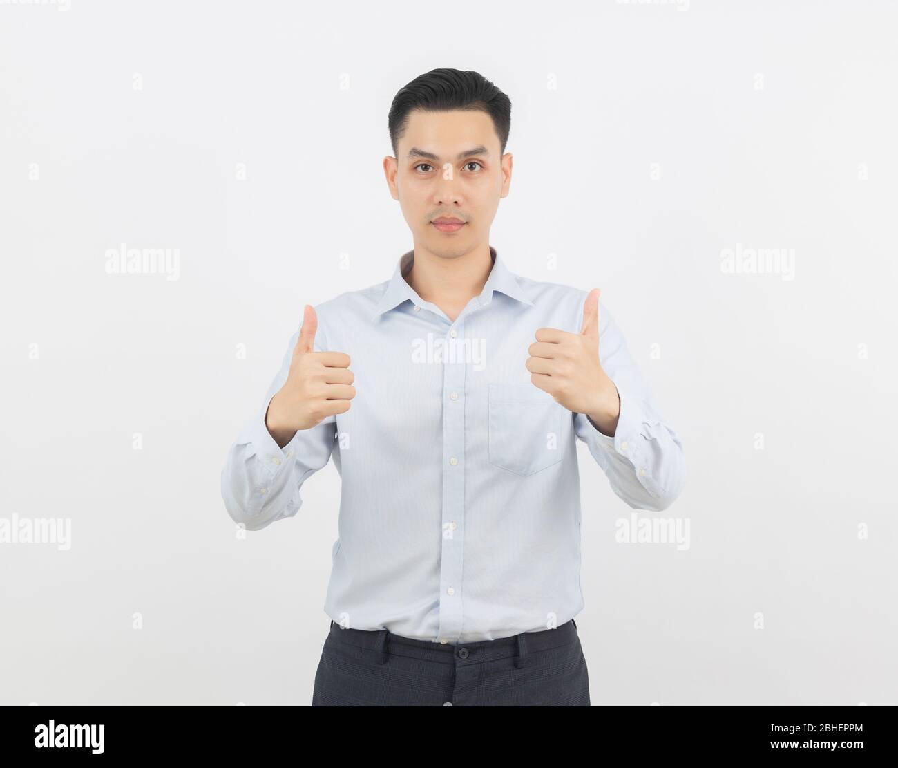 Young handsome asian business man smiling and showing thumbs up ...