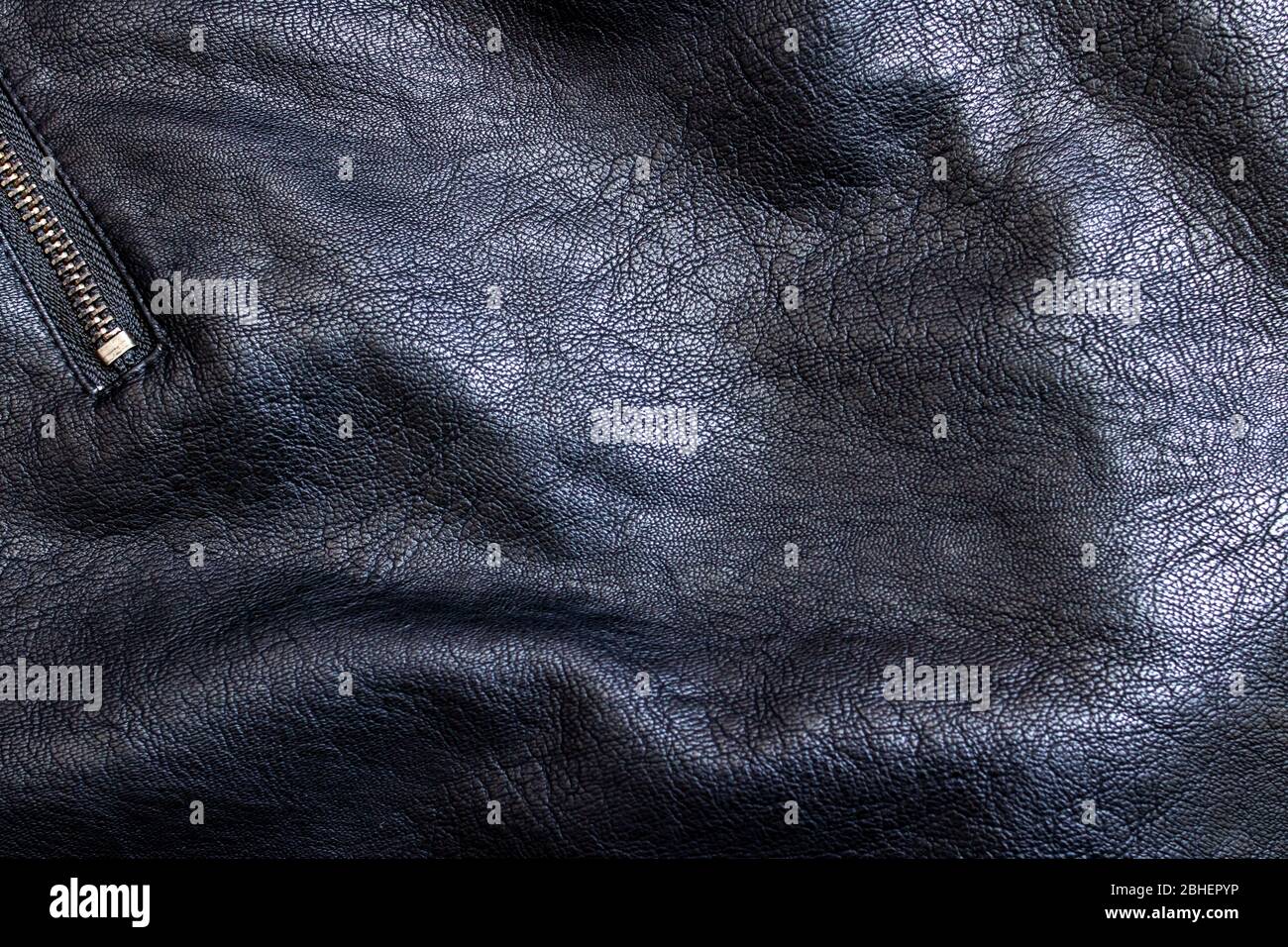 Zipper and rivets on black leather clothes Stock Photo Alamy