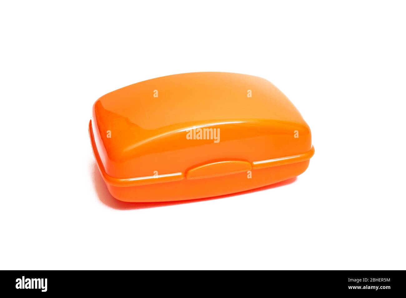 Closed orange soap dish isolated on white background Stock Photo Alamy