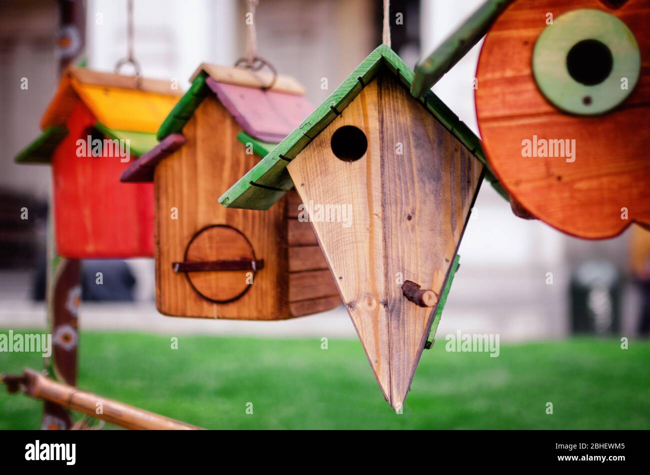 Picture of Rustic wooden birdhouses hi-res stock photography and images - Alamy