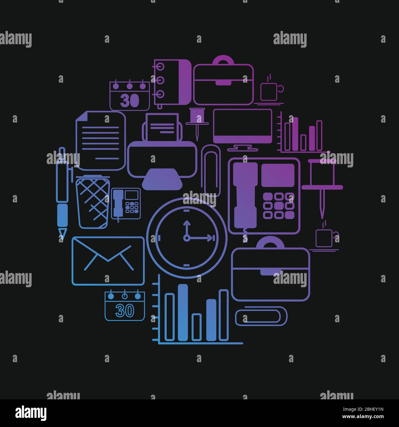 Set of Office Icon with Gradient Stock Vector Image & Art - Alamy