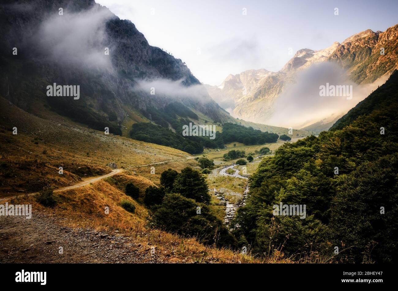 Pra del Rasur, mountain valley in the Maritime Alps National Park (Piedmont, Italy): path to the lake of Vej del Bouc Stock Photo