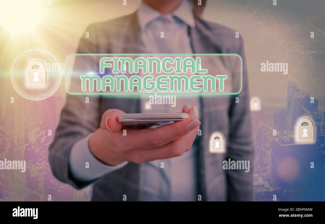 Text sign showing Financial Management. Business photo showcasing efficient and effective way to Manage Money and Funds Stock Photo
