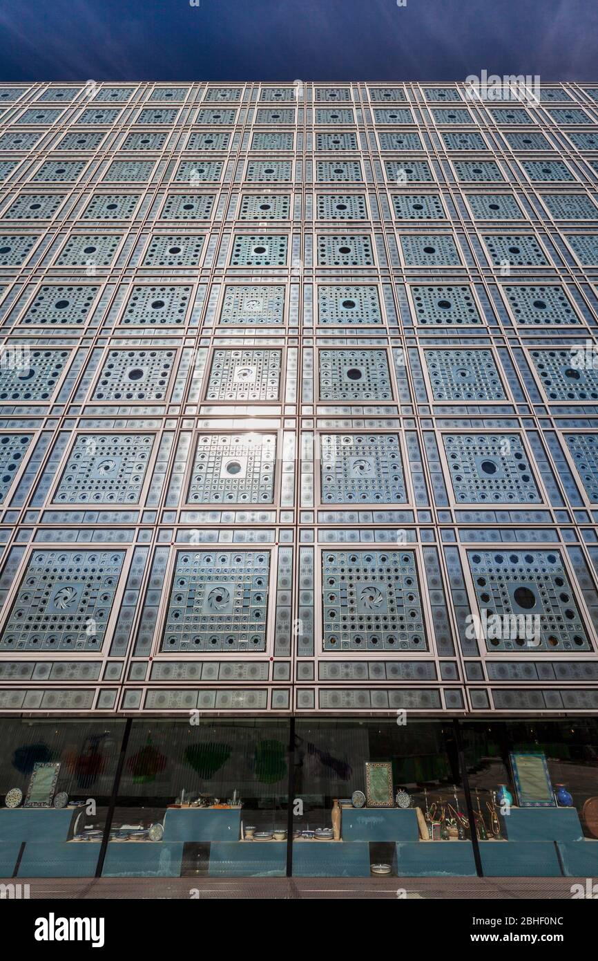 The photo-sensitive exterior of the Institut du Monde Arabe in Paris Stock Photo