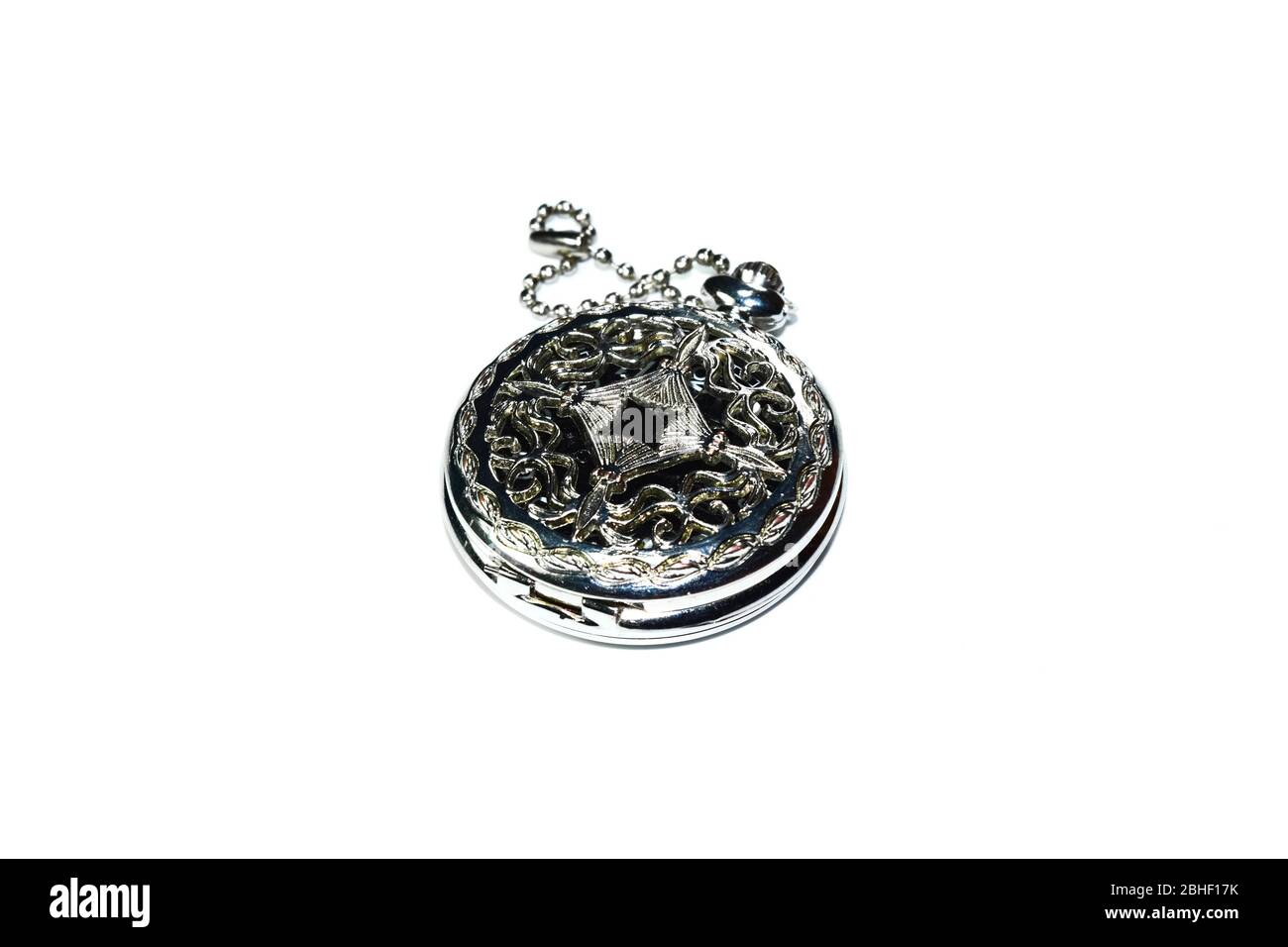 Steel pocket watch, shiny, a stainless steel Stock Photo Alamy