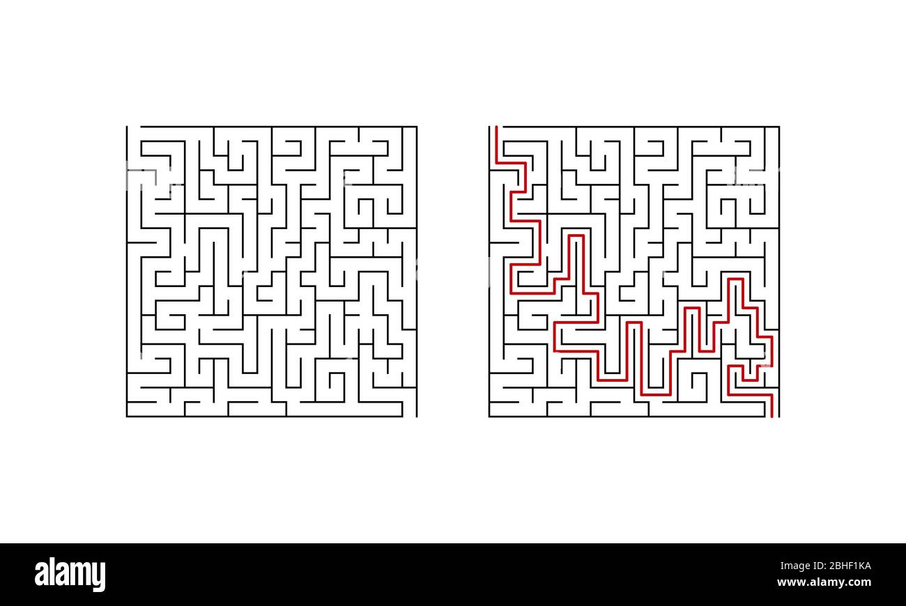 Labyrinth maze game for children. Difficult puzzle with solution. Vector  illustration Stock Vector Image & Art - Alamy